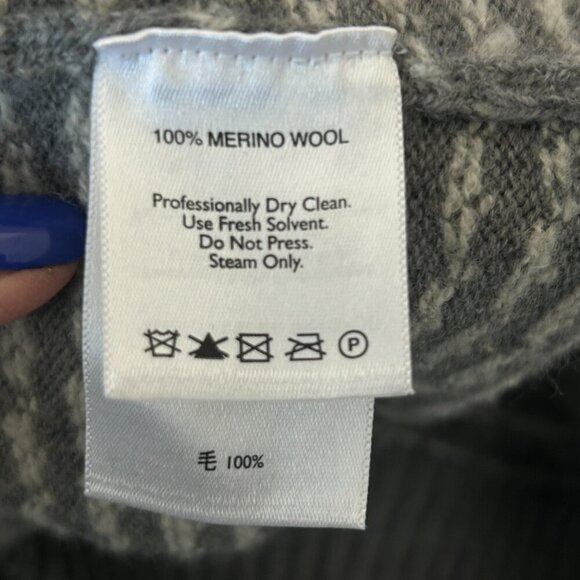 Eddie Bauer Men's Gray Fair Isle Chunky Knit Sherpa Lined Henley Sweater Size L - Picture 2 of 8